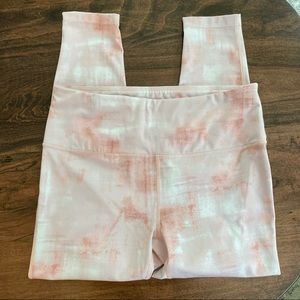 Zella L Leggings Pink White Pattern 7/8 Length